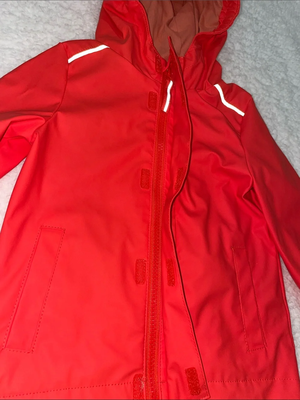Cat & Jack Bright Coral Red Hooded Raincoat